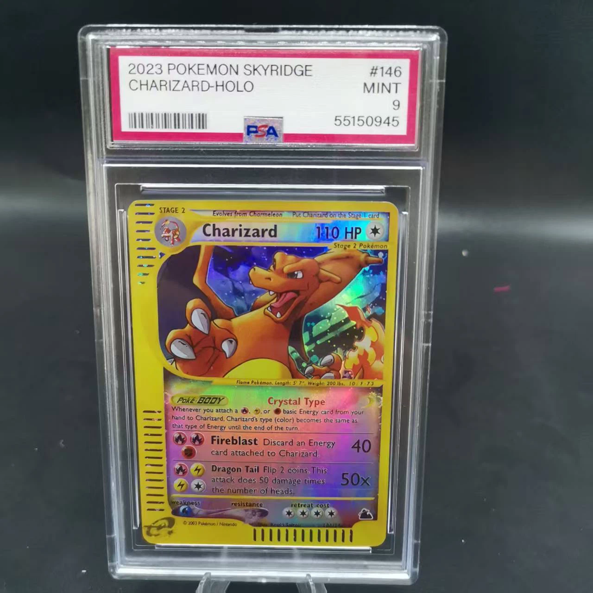 PSA 9 Crystal Charizard Holo #146/144 Pokemon Skyridge Vintage Graded Card